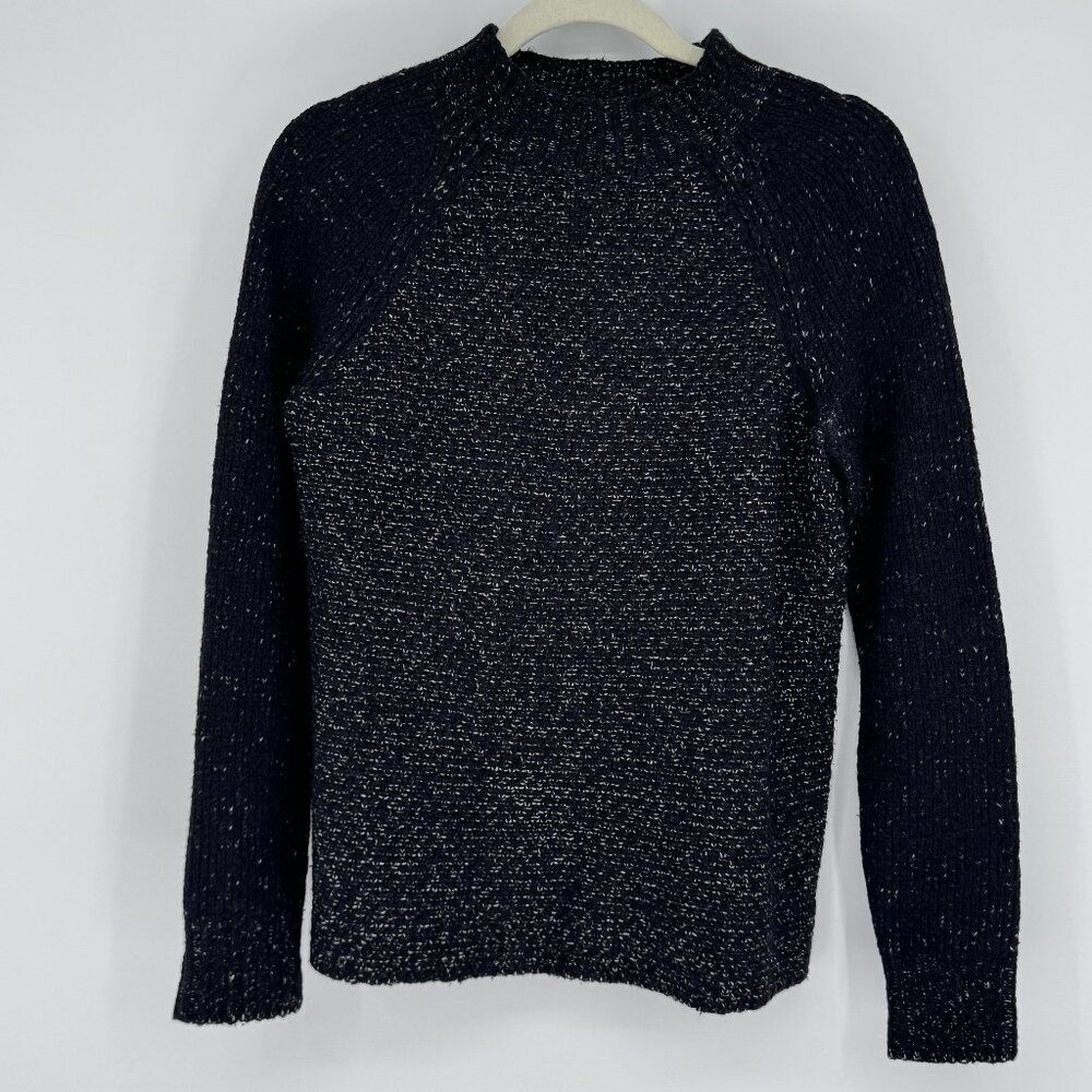 Vince Black Marled Knit Raglan Sleeve Sweater XS Minimalist Luxe